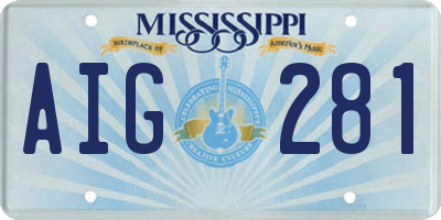 MS license plate AIG281