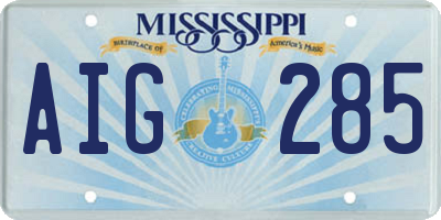 MS license plate AIG285