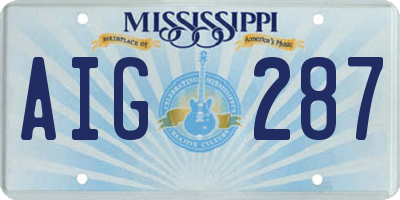 MS license plate AIG287
