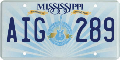 MS license plate AIG289