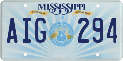 MS license plate AIG294