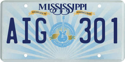 MS license plate AIG301