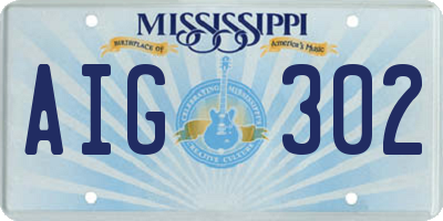 MS license plate AIG302