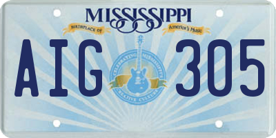 MS license plate AIG305