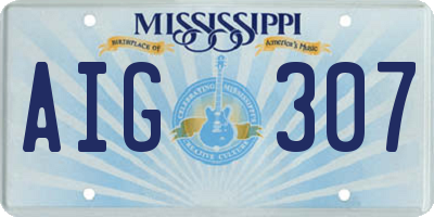MS license plate AIG307