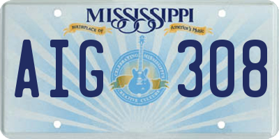 MS license plate AIG308