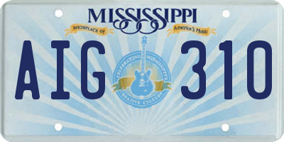 MS license plate AIG310