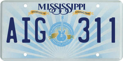 MS license plate AIG311