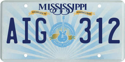 MS license plate AIG312