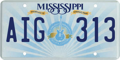 MS license plate AIG313