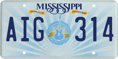 MS license plate AIG314