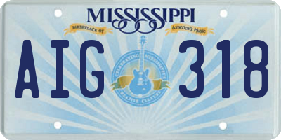 MS license plate AIG318
