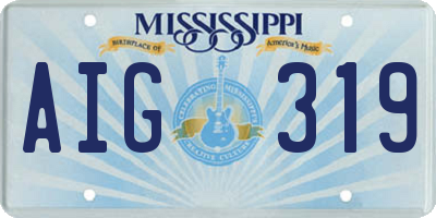 MS license plate AIG319
