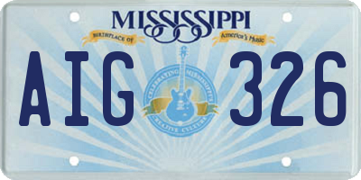MS license plate AIG326