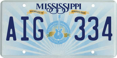 MS license plate AIG334