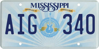 MS license plate AIG340