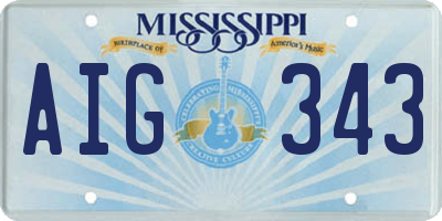 MS license plate AIG343