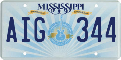 MS license plate AIG344