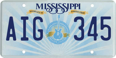 MS license plate AIG345