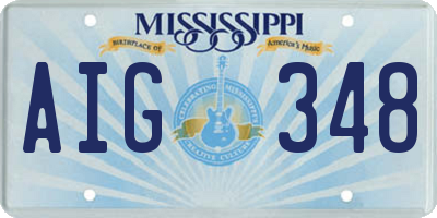 MS license plate AIG348