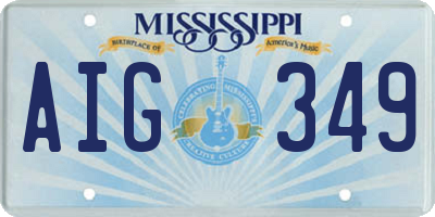 MS license plate AIG349