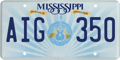 MS license plate AIG350