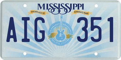 MS license plate AIG351