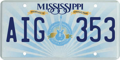 MS license plate AIG353