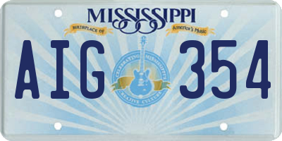 MS license plate AIG354