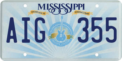 MS license plate AIG355