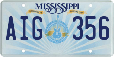 MS license plate AIG356