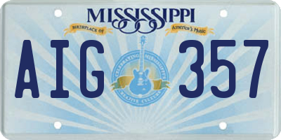 MS license plate AIG357