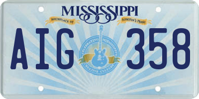 MS license plate AIG358