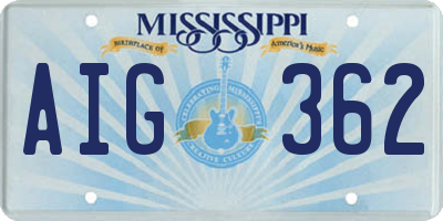 MS license plate AIG362