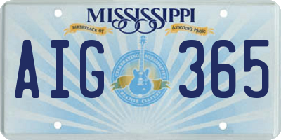 MS license plate AIG365