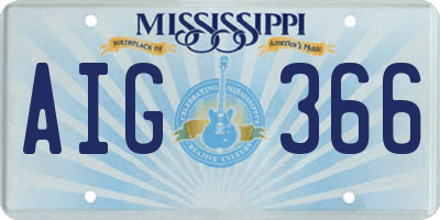 MS license plate AIG366