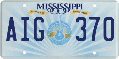 MS license plate AIG370