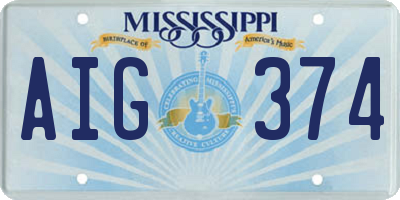 MS license plate AIG374