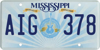 MS license plate AIG378
