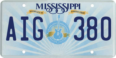 MS license plate AIG380