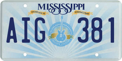 MS license plate AIG381