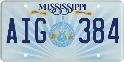 MS license plate AIG384