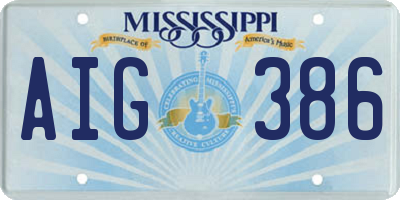 MS license plate AIG386