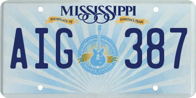 MS license plate AIG387