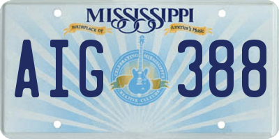 MS license plate AIG388