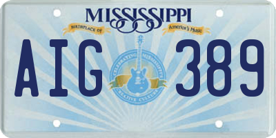 MS license plate AIG389