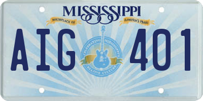 MS license plate AIG401
