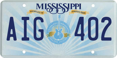 MS license plate AIG402