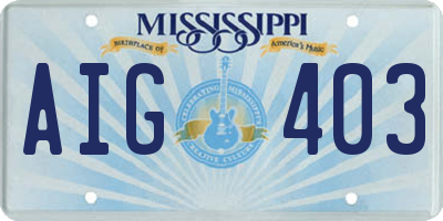 MS license plate AIG403