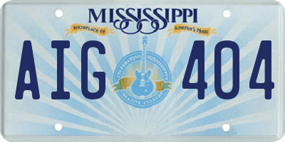 MS license plate AIG404